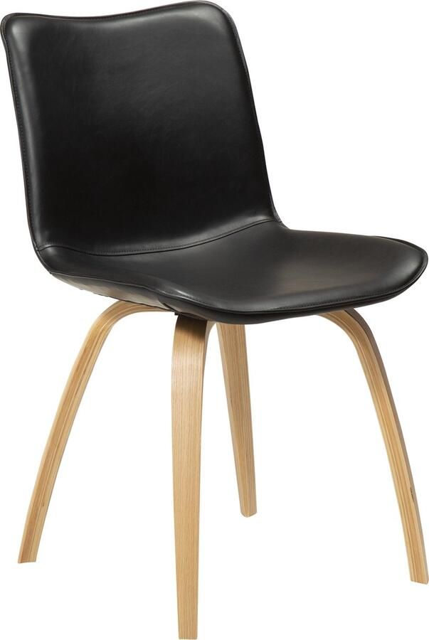 Hioshop Danform Glee eetkamerstoel eik vintage kunstleer zwart