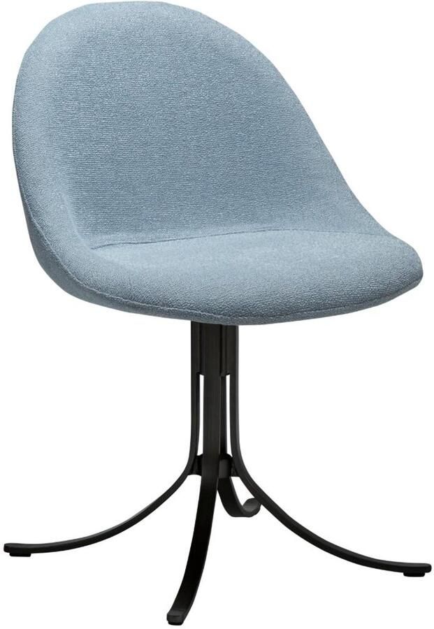 Hioshop Dolo eetkamerstoel draaivoet bouclé blauw