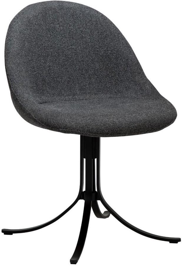 Hioshop Dolo eetkamerstoel draaivoet bouclé donkergrijs