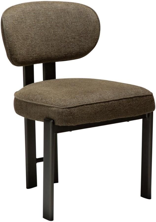 Hioshop Duct eetkamerstoel bouclé donkergroen