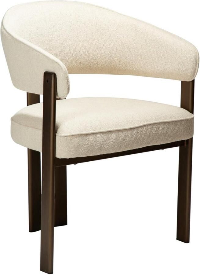 Hioshop Duct eetkamerstoel met armleuningen bouclé beige