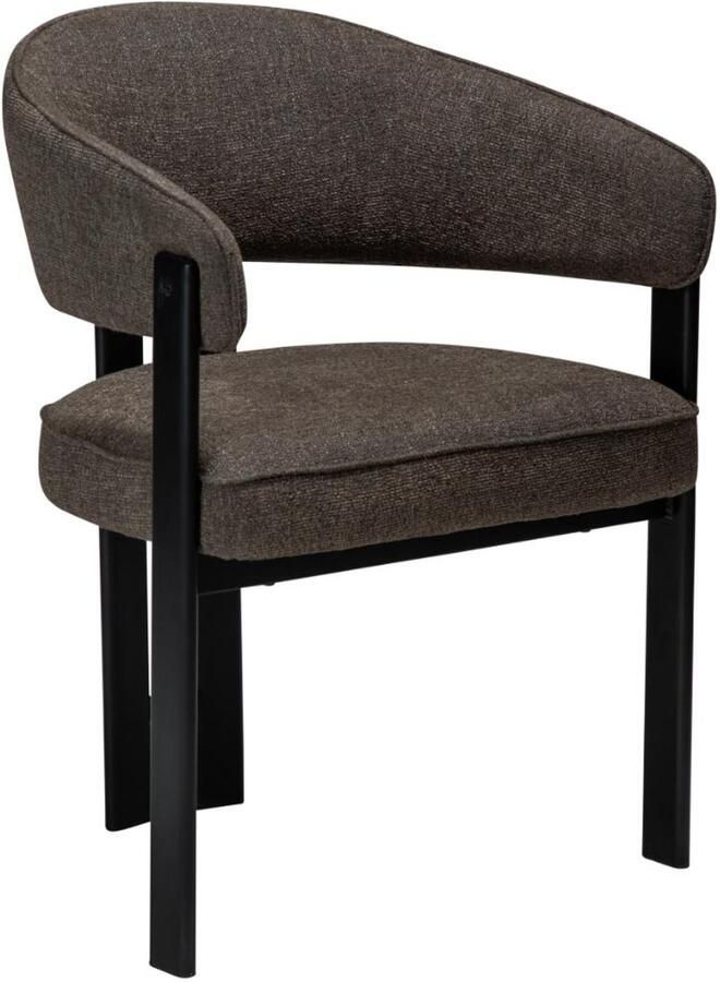 Hioshop Duct eetkamerstoel met armleuningen bouclé bruin