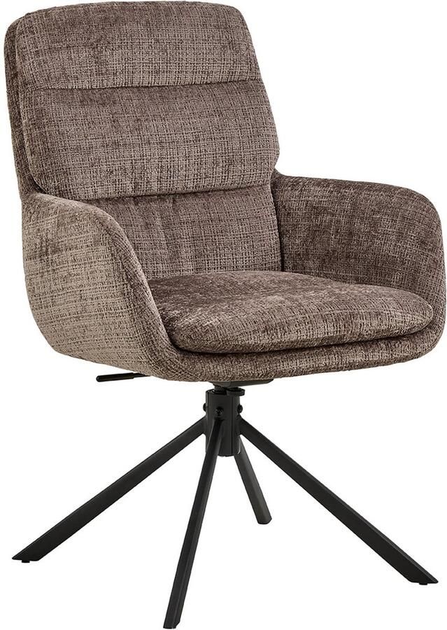 Hioshop Edgar eetkamerstoel met armleuning bruin