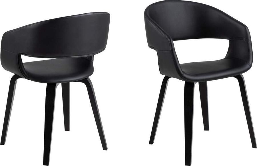 Giga Living Eetkamerstoel Sanda Met Armleuning Zwart Pu Set van 2 - Foto 3