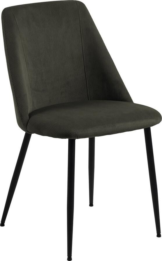 Hioshop Eetstoel Harup in smalle groene ribstof - Foto 3