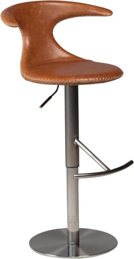 Hioshop Flair barstoel hoogteverstelbaar echt leer bruin