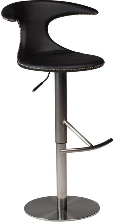 Hioshop Flair barstoel hoogteverstelbaar echt leer zwart