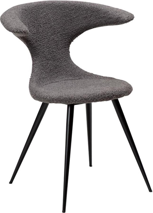 Hioshop Flair eetkamerstoel bouclé grijs