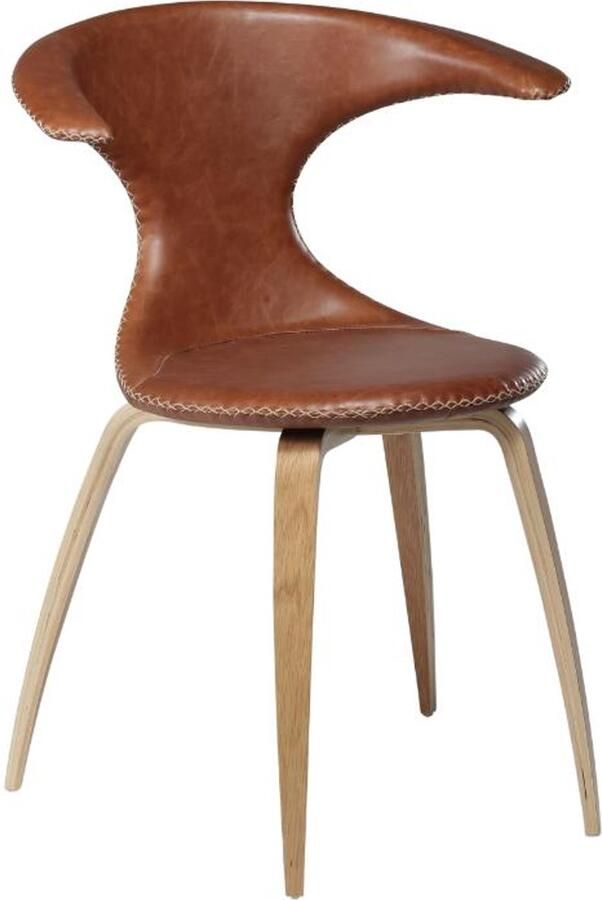Hioshop Flair eetkamerstoel echt leer bruin