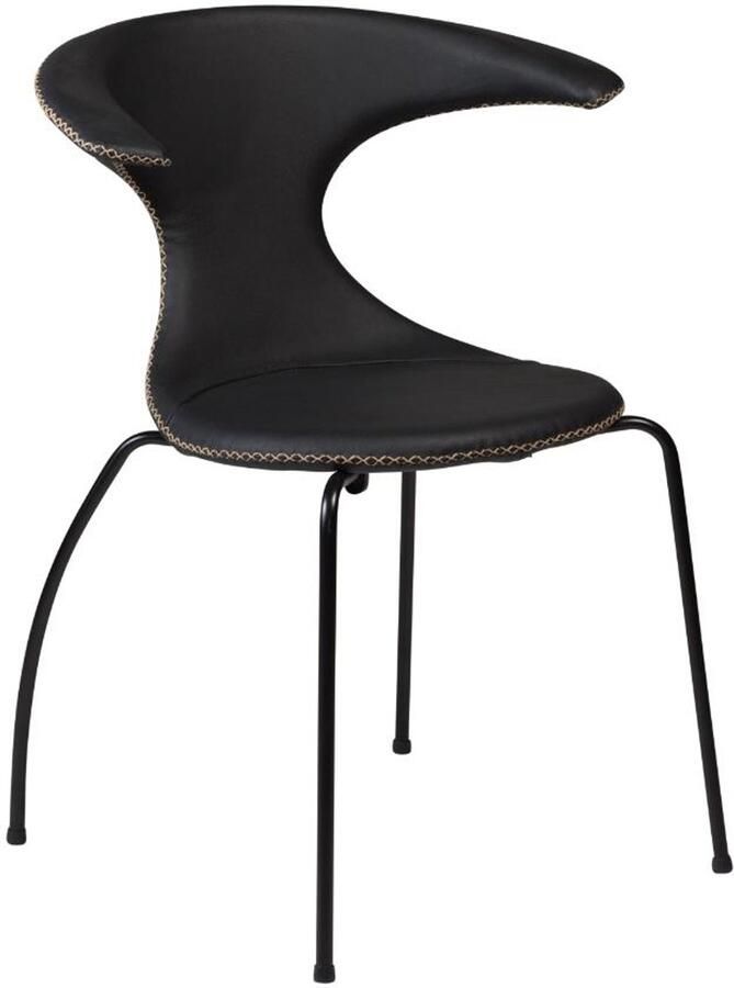 Hioshop Flair eetkamerstoel echt leer zwart