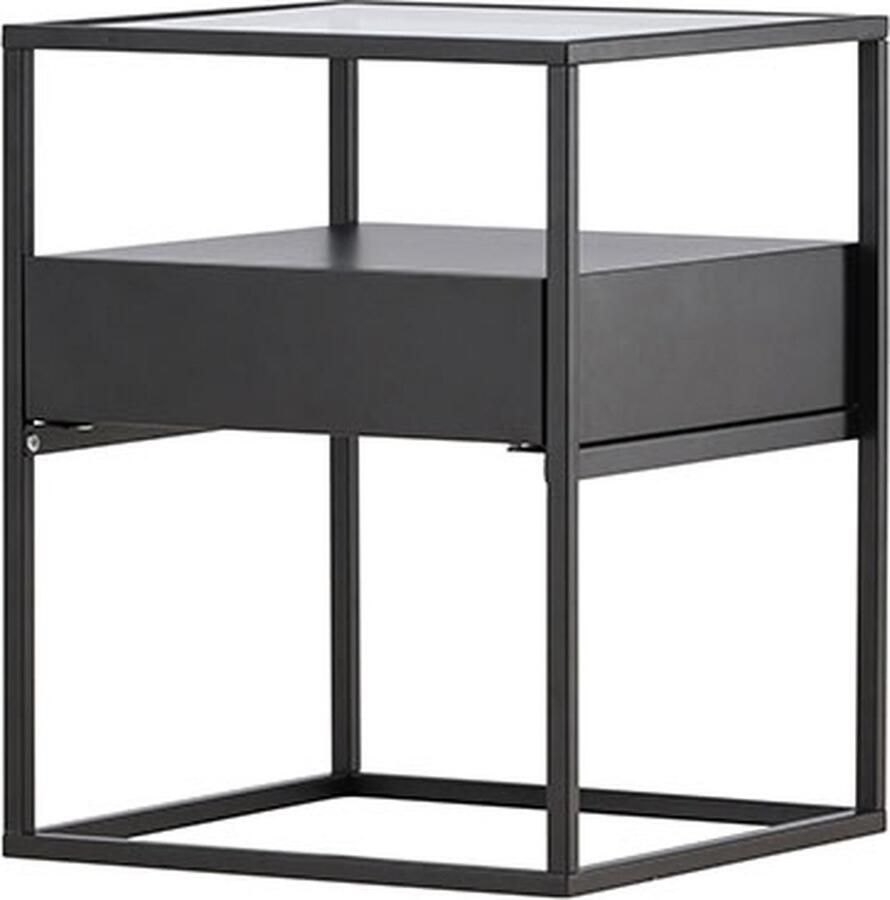 Hioshop Fortaleza hoektafel 1 lade 1 plank zwart.