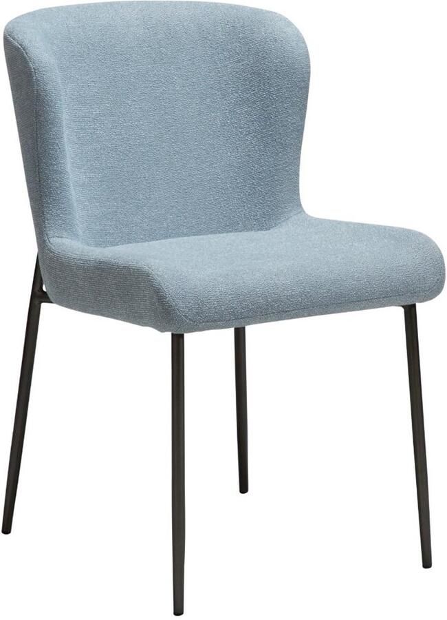 Hioshop Glam eetkamerstoel bouclé blauw