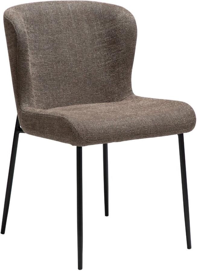 Hioshop Glam eetkamerstoel bouclé bruin