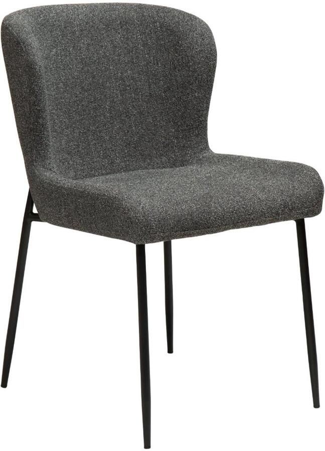 Hioshop Glam eetkamerstoel bouclé donkergrijs