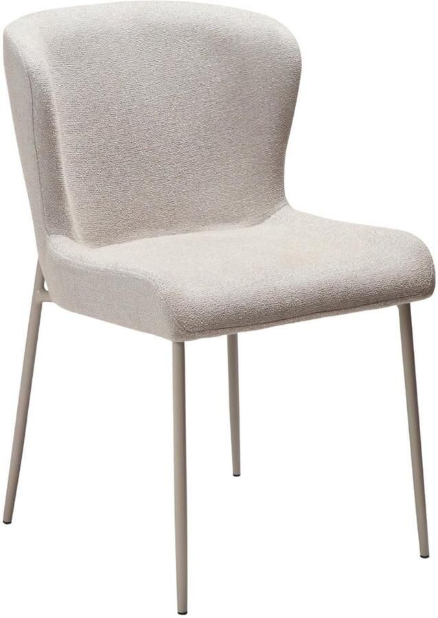 Hioshop Glam eetkamerstoel bouclé lichtgrijs