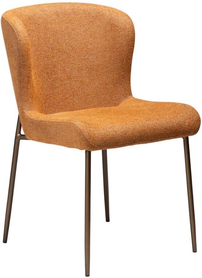 Hioshop Glam eetkamerstoel bouclé verbrande oranje