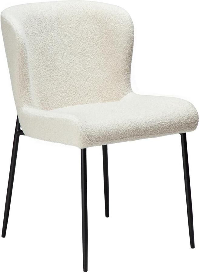 Hioshop Glam eetkamerstoel bouclé wit