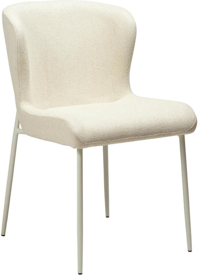 Hioshop Glam eetkamerstoel bouclé wit