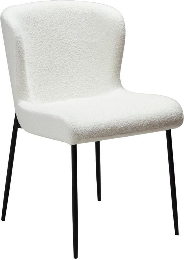 Hioshop Glam eetkamerstoel bouclé wit