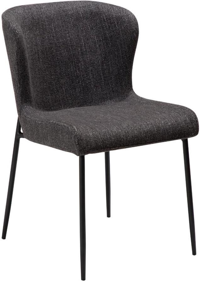 Hioshop Glam eetkamerstoel bouclé zwart