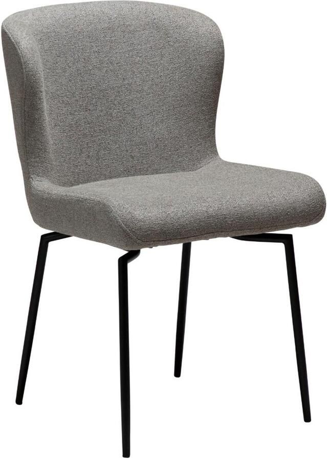 Hioshop Glam eetkamerstoel draaivoet bouclé lichtbruin