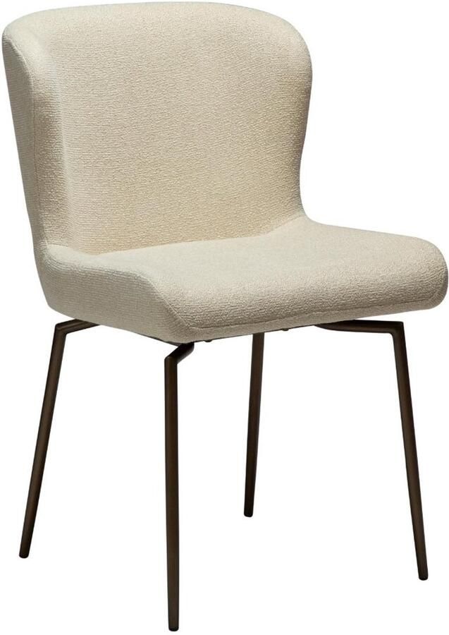 Hioshop Glam eetkamerstoel draaivoet bouclé offwhite