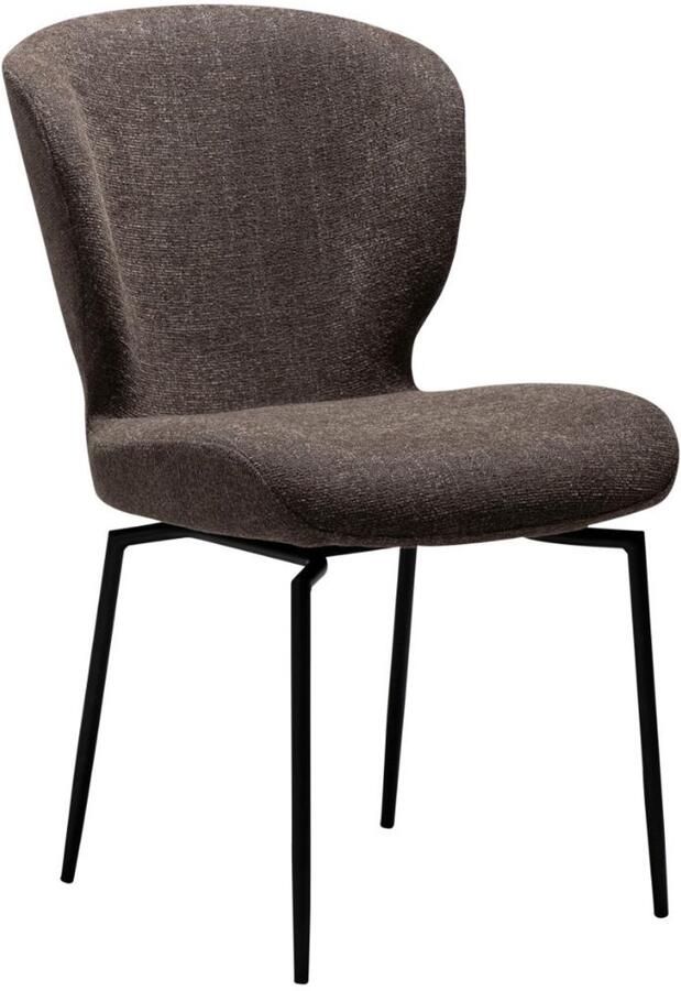 Hioshop Glory eetkamerstoel draaivoet bouclé bruin