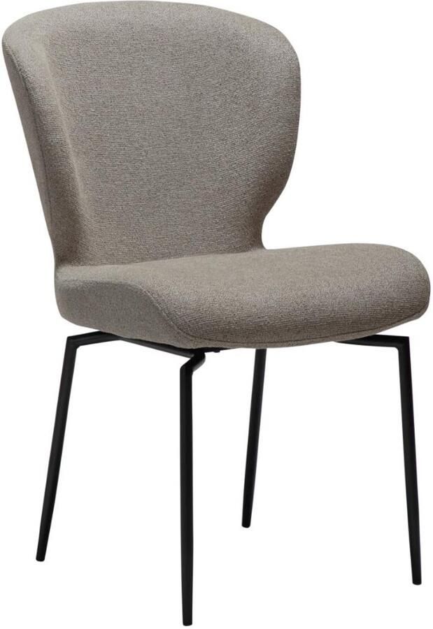 Hioshop Glory eetkamerstoel draaivoet bouclé lichtbruin