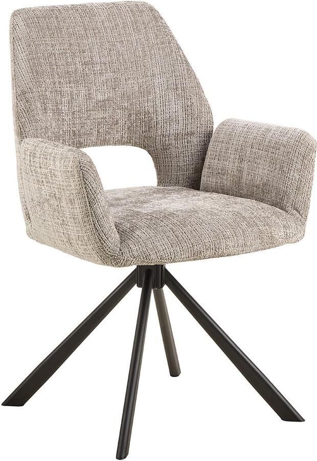 Hioshop Graham eetkamerstoel met armleuning grijs