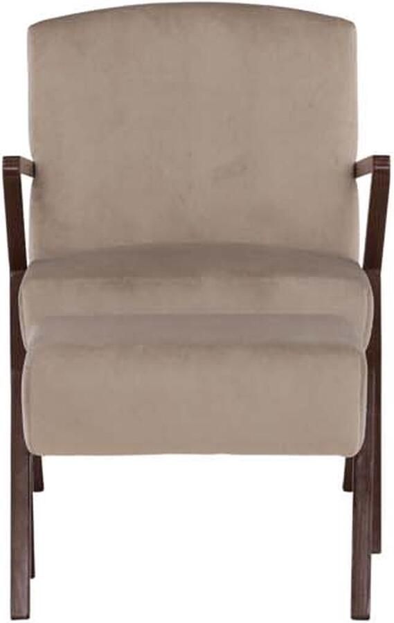 Hioshop Greby fauteuil met hocker velours beige.