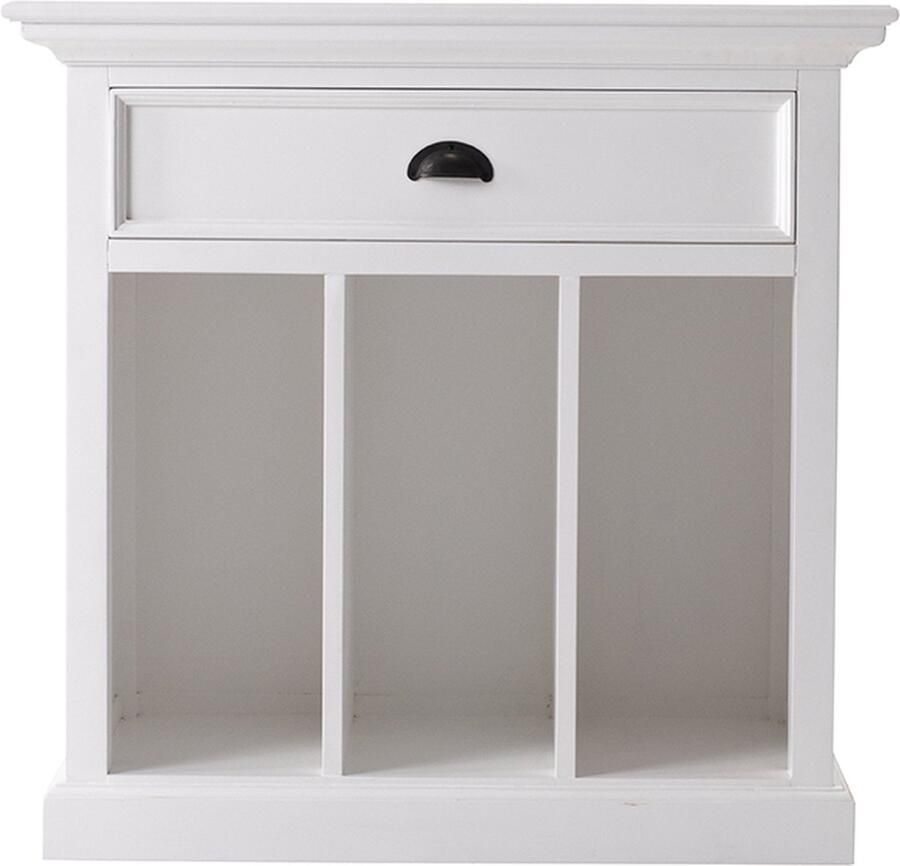 Hioshop Halifax Grand nachtkastje met 3 vakken en 1 lade wit.