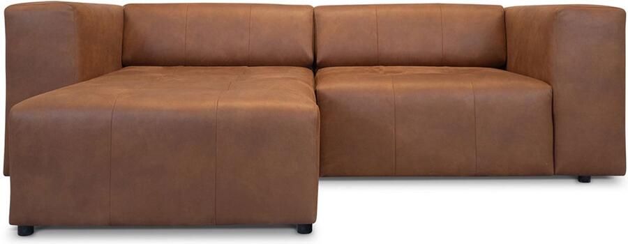 Hioshop Heaven bank met chaise longue rechts of links gedraaid cognackleurig leer