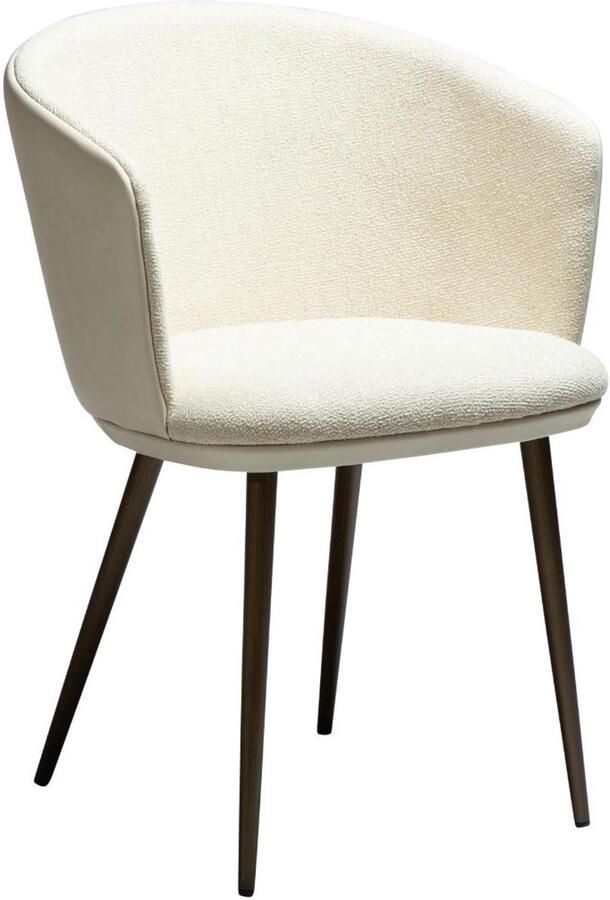 Hioshop Hey eetkamerstoel met armleuningen bouclé offwhite