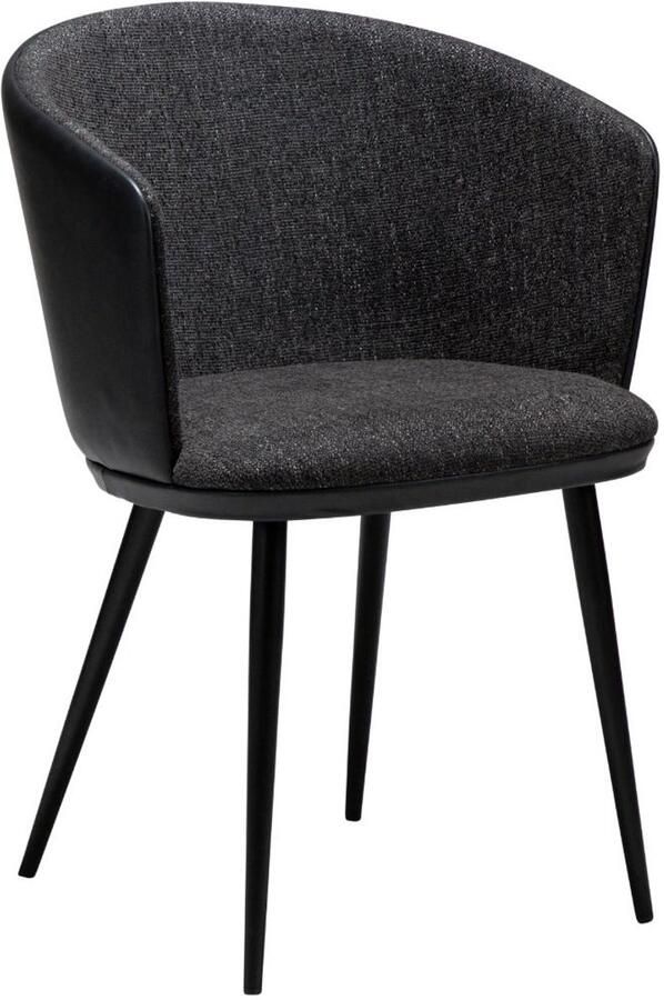 Hioshop Hey eetkamerstoel met armleuningen bouclé PU-kunstleer zwart