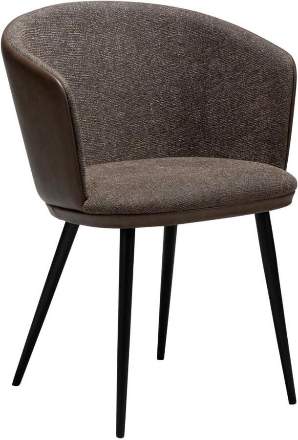 Hioshop Hey eetkamerstoel met armleuningen PU-kunstleer bouclé bruin