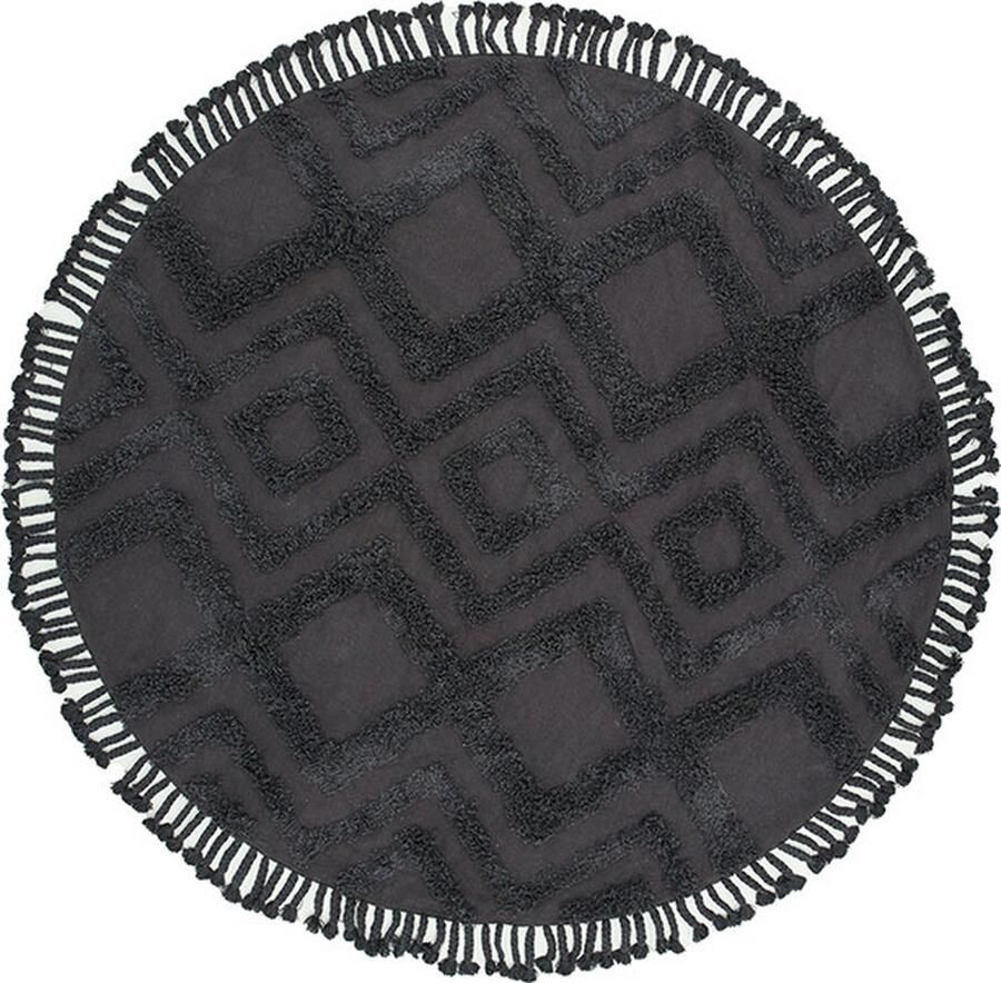 Hioshop Hilma vloerkleed Ø200cm donkergrijs