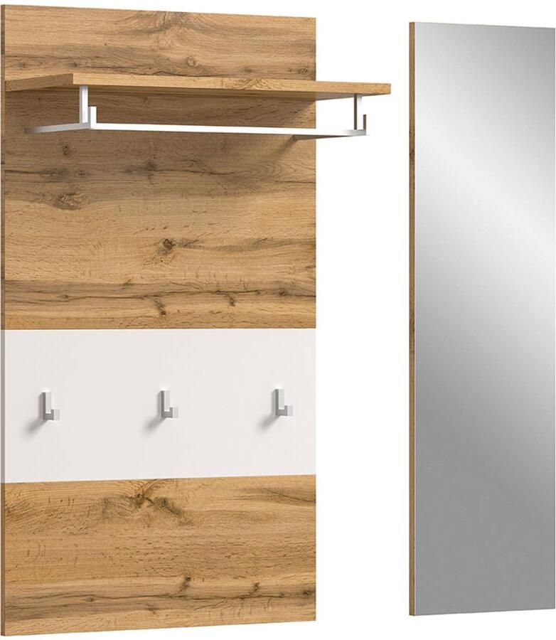 Hioshop Jam garderobe opstelling 2 delen wit eik decor
