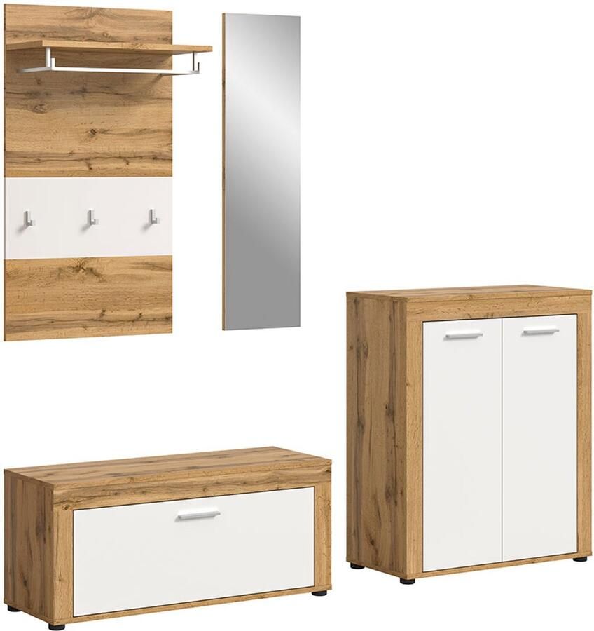 Hioshop Jam garderobe opstelling 4 delen wit eik decor - Foto 2
