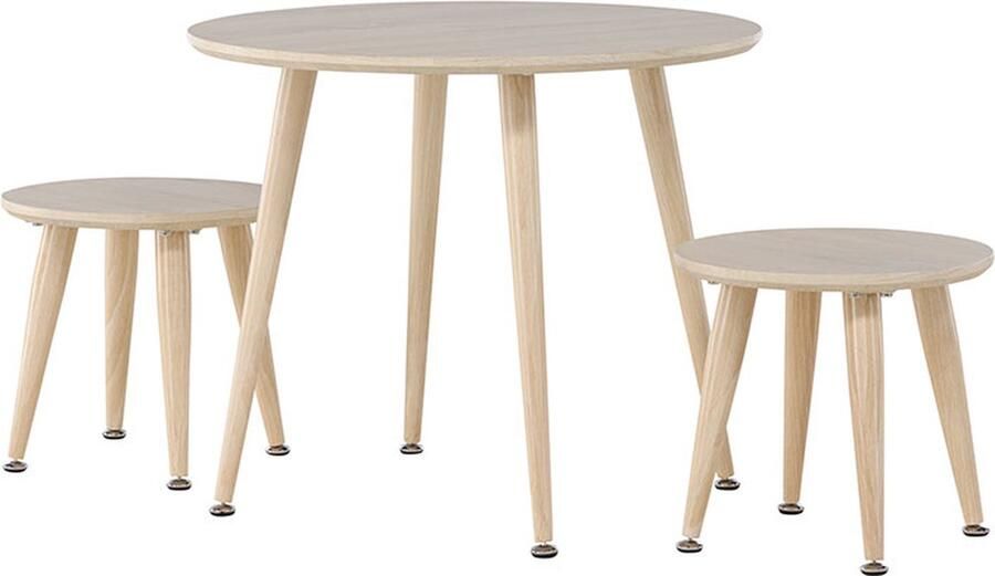 Hioshop Kids eethoek voor kinderen 1 tafel 2 krukjes whitewash.