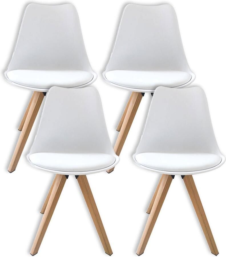 Hioshop Kim eetkamerstoel set met 4 stuks wit.