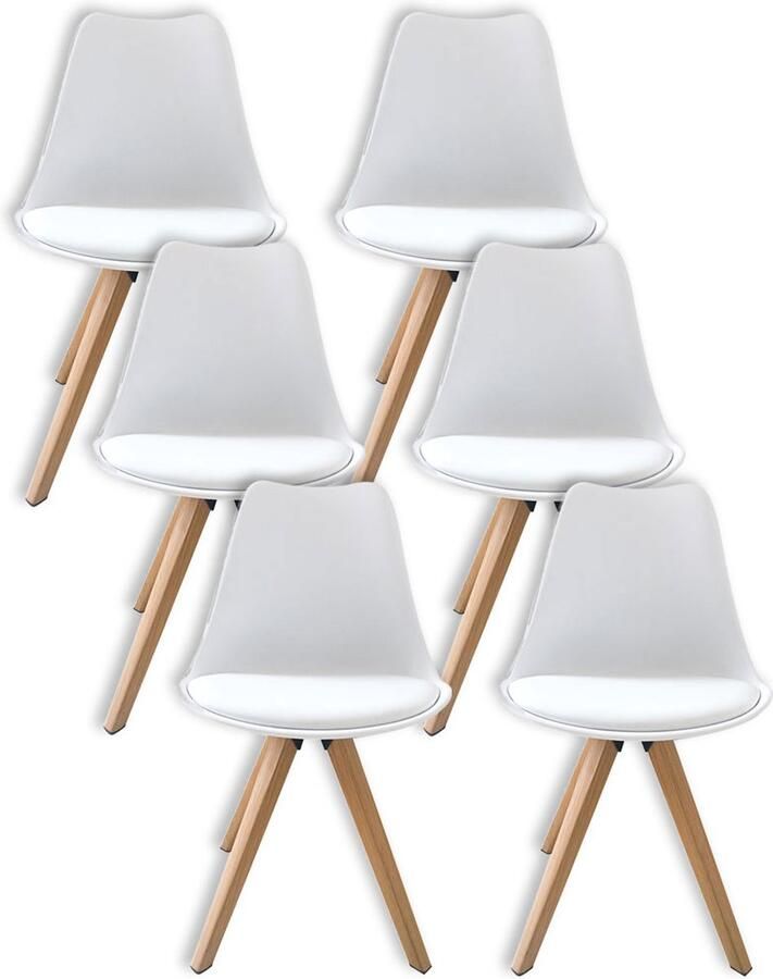 Hioshop Kim eetkamerstoel set met 6 stuks wit.