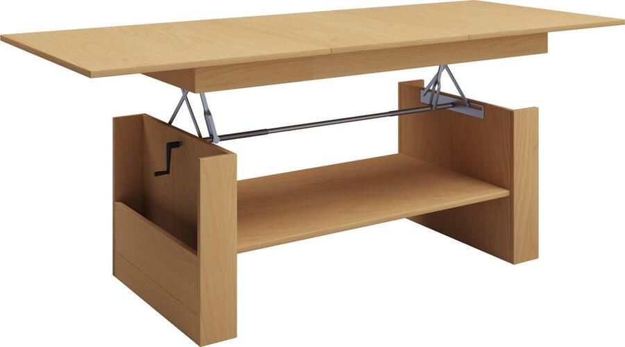 Hioshop Kobila salontafel met in hoogte verstelbaar tafelblad 1 legplank en 2 vakkenBeuken decor - Foto 2