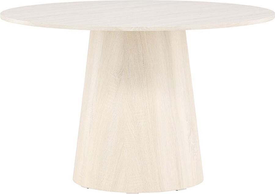 Hioshop Lanzo eetkamertafel Ø120 cm whitewash.