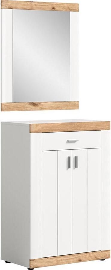 Hioshop Laredo garderobe opstelling 2 delen mat wit eik decor.