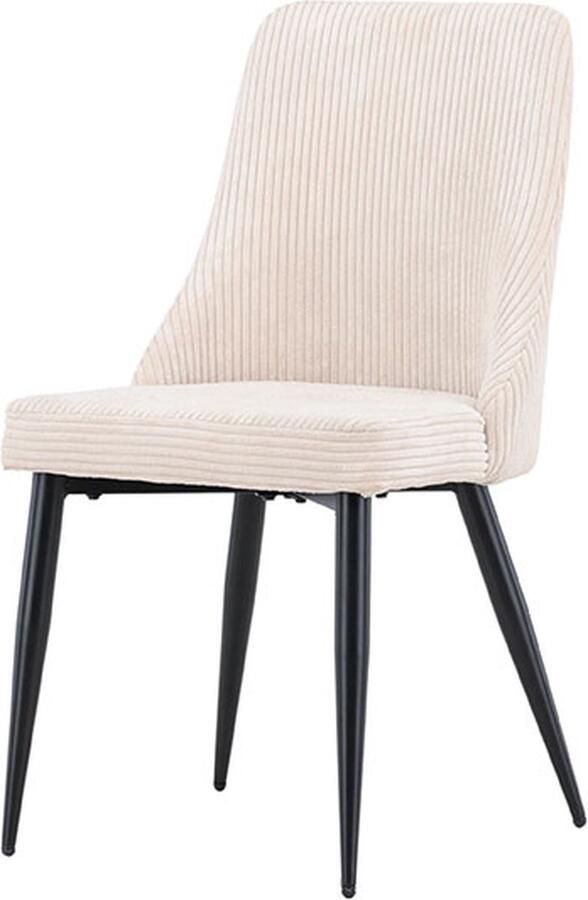 Hioshop 2 x Leone eetkamerstoel fluweel beige.