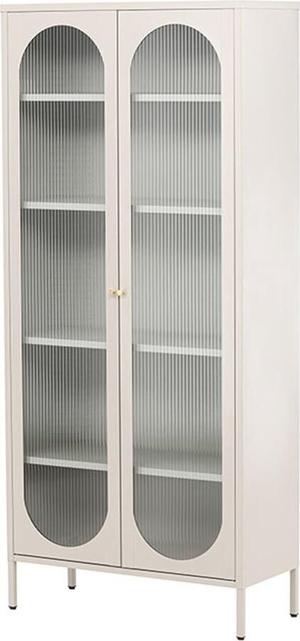 Hioshop Lima vitrinekast 2 deuren beige.