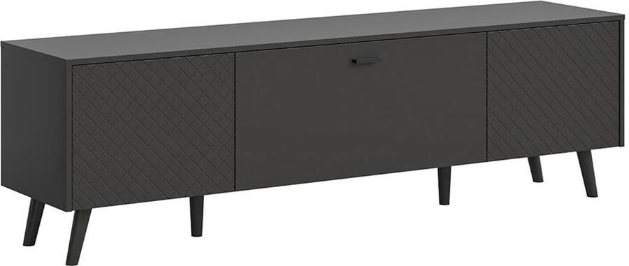 Hioshop Linea dressoir 2 deuren 1 klepdeur mat grijs