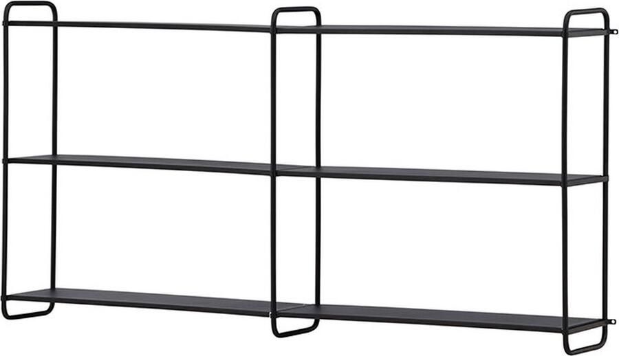 Hioshop LyonB wandkast wandhangend 3 planken zwart.