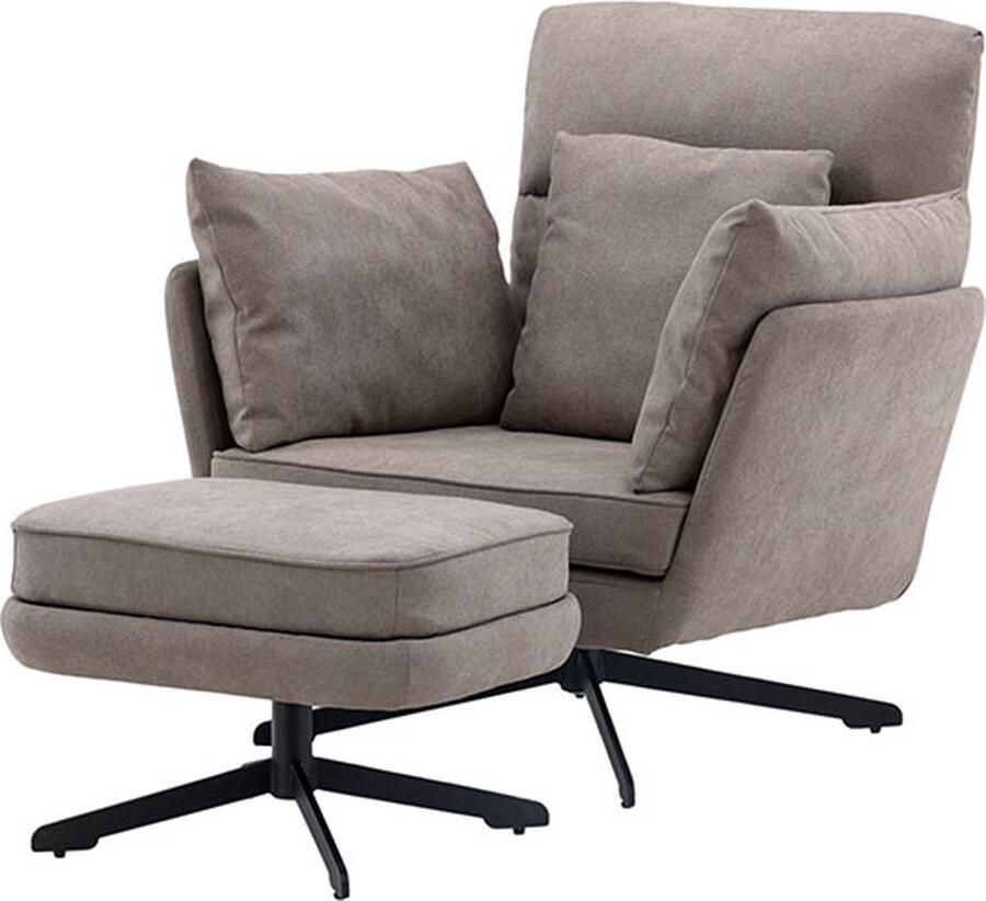 Nohr Fauteuil Crystie Met voetenbank Bouclé Grijs