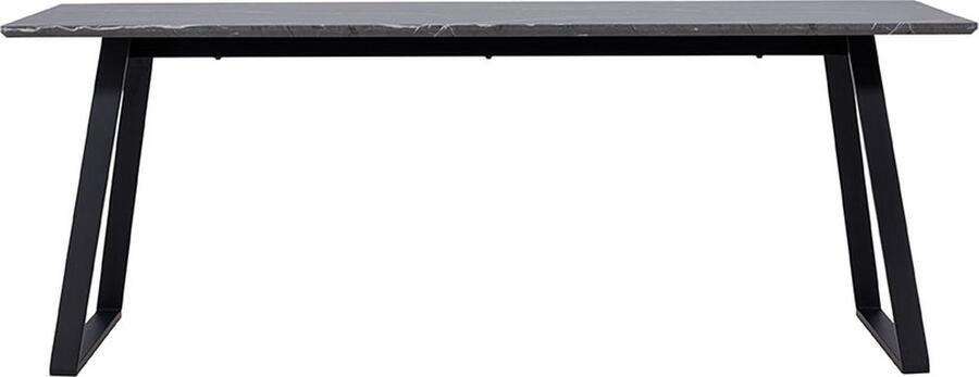Hioshop Malaga eetkamertafel marmer decor 90x200cm donkergrijs zwart.